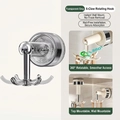 Gancio a ventosa girevole a 6 griffe grigio trasparente per cucina e bagno a parete - Grigio Trasparente