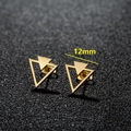 Minimalist double triangle 12mm geometric gold stud earrings made of stainless steel - Triangle / Gold