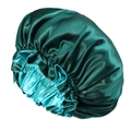 Cuffia da notte extra large in raso a doppio strato verde scuro e verde chiaro per capelli - Verde Scuro