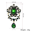 Luxurious emerald crystal brooch in vintage bronze alloy with baroque engraving - XD822046-Bronze Emerald Baroque