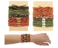 Set de gomas de pelo boho en verde bosque y naranja atardecer con cuentas acrílicas - Nuevo Estilo de Pedrería - Colores Mixtos - Sin Cartón