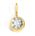 Macro shot of gold-plated birthstone pendant with round brilliant-cut crystal setting - April White (0.8cm*0.8cm)