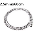 Polierte 2,5mm Silberne Edelstahl-Perlenkette für Herren und Damen, 60cm Lang - Bambuskette 2.4mmx60cm