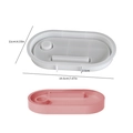 Oval striped silicone tray mold with precise dimensions for DIY resin or plaster crafts - Oval Candle Holder Tray Mold 001