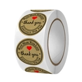 Kraft paper stickers roll with red heart and Hand Made With Love text on white background - C166-Mixed Styles