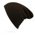 Classic dark brown ribbed knit beanie hat for winter warmth with flexible stretch - One Size(Adjustable) / Coffee