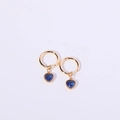 Golden heart earrings featuring deep blue birthstones in a minimalist luxury design - September / Sapphire