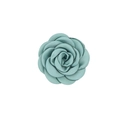 Detail of teal blue satin camellia flower brooch showing silk texture for clothing - Bean Green