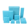 Tiffany blue velvet jewelry box set for rings and necklaces with matte finish texture - Single Ring Box 6.5*7*6cm / Cyan