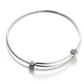 Brazalete redondo ajustable de acero inoxidable 304 con acabado liso de plata pura - Diámetro interior 60mm / Color Acero