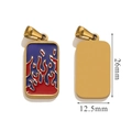 Pendentif flamme rectangulaire en acier inoxydable avec émail bleu et détails dorés - Flamme Bleue