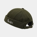 Olive green docker hat with New York embroidery and adjustable strap for street style - Adjustable / Army Green