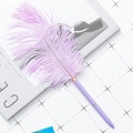 Creative purple feather ballpoint pen with gold metal accents on a clean grid background - Purple (Light Purple Feather)