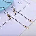 Cadena para gafas en negro y oro con colgante de llave de corazón y tarjeta - Llave Negro Oro