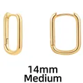 Orecchini a U dorati minimalisti misura media 14mm con finitura lucida a specchio - Forma a U 14mm