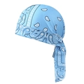 Sky blue paisley print durag made of silky elastic fabric for men and women - Medium Blue