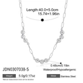 Detail of silver paperclip chain necklace featuring seven sparkling round zircon stones - Silver (JDN0307038-S)