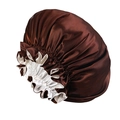 Cuffia da notte in raso extra large bicolore marrone e beige con fascia elastica - caffè