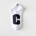 White cotton sports ankle socks with black letter C print and ribbed cuffs - One Size(35-44) / Big C Ankle Socks-White