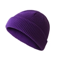 Korean style purple knitted cuff beanie hat for winter, warm and stylish melon cap - Deep purple