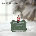 Green metal Merry Christmas sign with Santa Claus figurine, 10x14cm holiday door decor - Santa Claus / Dark Green