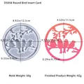Detalle del molde de silicona D5058 con diseño de pájaro y medidas para manualidades DIY - D5058-Molde de Inserción Redondo de Pájaro