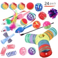Ensemble complet de 24 jouets pour chats avec tunnel arc-en-ciel et souris en peluche - Lot No. 81