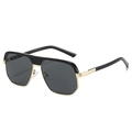 Occhiali da sole pilot alla moda in oro e nero con montatura quadrata oversize - Occhiali da sole / Montatura Nera Lenti Grigio Nero