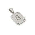 Polished silver stainless steel rectangular pendant with frosted letter G design - Letter G Style / Steel
