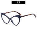 Elegant C5 dark blue cat-eye glasses frame with classic tortoiseshell temples for women - Deep Blue with Demi Legs