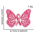 Detailed view showing measurements of the pink ribbon butterfly embroidery patch - Pink Ribbon Patch Style 14