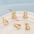 5-piece set of 14K gold-filled mushroom bell charms with zircon accents and bow details - Style F Bell / 13mm*10mm