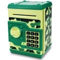 Green camouflage ATM piggy bank for kids with electronic password lock and rolling function - Green Camo