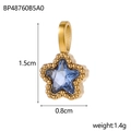 Detailed size measurement of 1.5cm star charm with blue crystal in gold-plated steel - BP48760B5A0-Blue Star Pendant