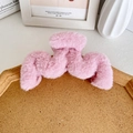 Pink plush wave claw clip with soft faux fur texture for thick hair in autumn - Dusky Pink