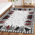 Tapis de Noël en cachemire avec sapins et motifs à carreaux pour décoration de salon - 40*60cm (Imitation Cachemire) / Style 1-Flocon de Neige Blanc Écossais