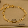 Detail view of 18K gold-plated paperclip chain bracelet with 18+5cm size and 3.2g weight - Paperclip Chain (C-1-11)