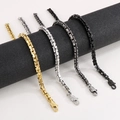 Conjunto de pulseras de cadena de acero inoxidable en colores oro plata y negro - Estilo de Cadena de Caja Gruesa (B-5mm) / Pulsera Negra 21cm