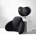 Ensemble appuie-tête et support lombaire de voiture en mousse à mémoire de forme noire - Style Avion (Appui Tête + Soutien Lombaire) / Noir Mamba