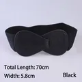 Women's 70cm black elastic waist belt with 5.8cm wide faux leather bow buckle - 70cm / Black
