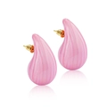Pink marble texture waterdrop earrings with gold backing in a stylish chubby design - Quicksand Pink