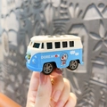 Mini pull-back toy car keychain with blue and white cartoon bus design - Doraemon Car Keychain - Tour Bus