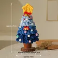Mini sapin de Noël au crochet dégradé bleu avec étoile et boules colorées, hauteur 21cm - Produit Fini au Crochet à la Main / Bleu