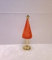 Orange velvet star cone jewelry display stand with a golden metal base for bracelets - Orange Red