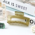 Translucent green rectangular resin hair claw clip with minimalist geometric design - Jelly Green