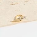 Minimalist open ring featuring interwoven gold and silver metal bands on stone - Cross Style (JZ0527)