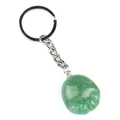 Grüner Kristall-Jade-Schlüsselanhänger in Fußform mit silbernem Metallring - Grüner Aventurin