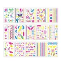 Macro detail of 15 waterproof glow tattoo stickers with feathers and bohemian patterns - Multi-Pattern Combination Set (DKCS Combo)