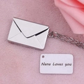 Silver envelope locket necklace in stainless steel with Nana Loves You engraving - Steel Color Envelope Necklace (With Engraving)