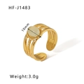 Vintage 18k gold plated stainless steel open ring featuring a 10mm green natural stone - Round Light Green Cat-eye Multi-layer Wave Style (HF-J1483)